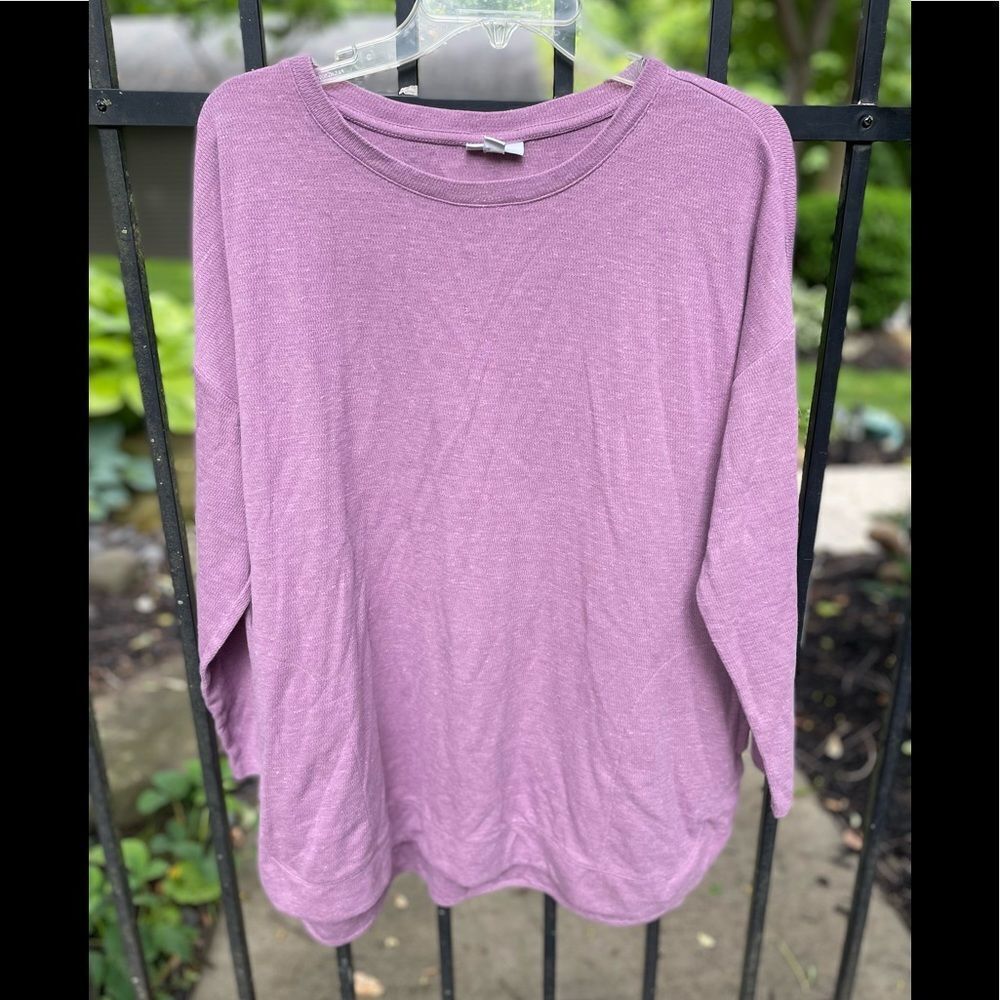 J JILL oversized cotton blend long-sleeve T-shirt in heathered plum